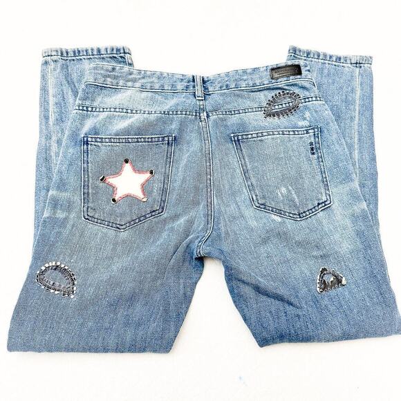 Scotch & Soda L'Adorable Boyfriend Embroidered Patches Denim Jeans Size 26 / 32 - Picture 5 of 9